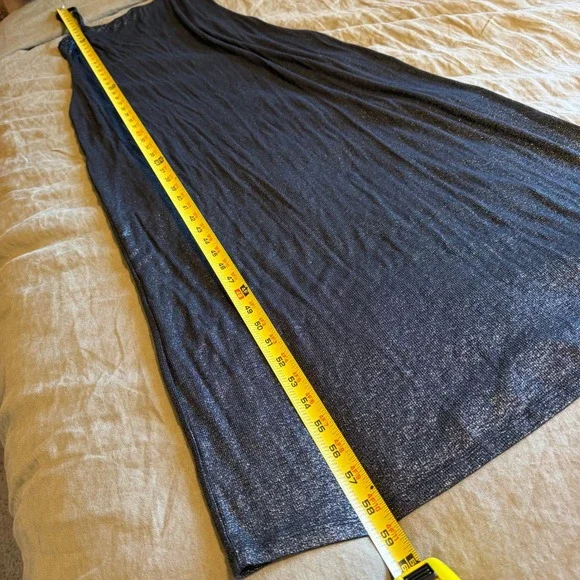 Aerie No Party Needed Maxi Dress XL Metallic Black Ribbed Shimmer Stretch - Picture 10 of 11